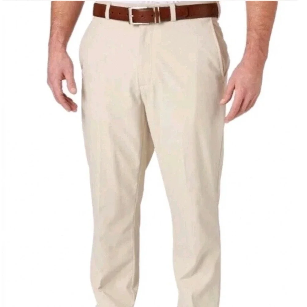 Walter Hagen 11 Majors Mens Golf Pants Khaki Tan Flat Front 52x30 Polyester